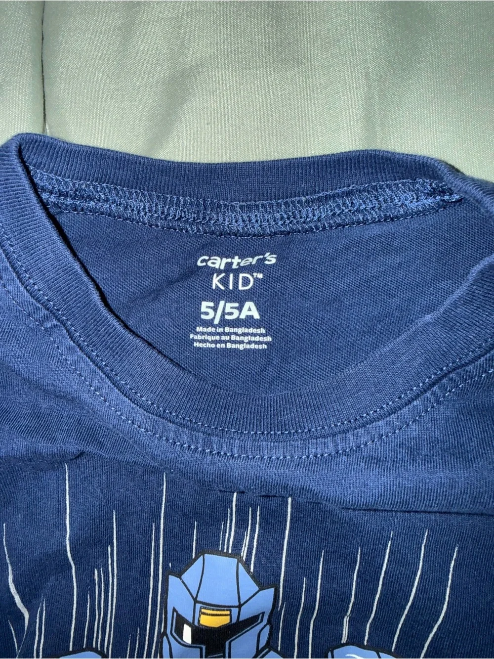 Carter's Navy Long-Sleeve Tee with Robot Graphic